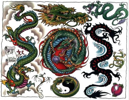 Dragon Colored Tats Design